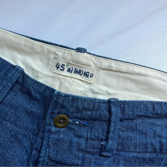 45RPM JAPAN indigo blue cotton denim low rise slim leg cropped pants - Picture 4 of 6